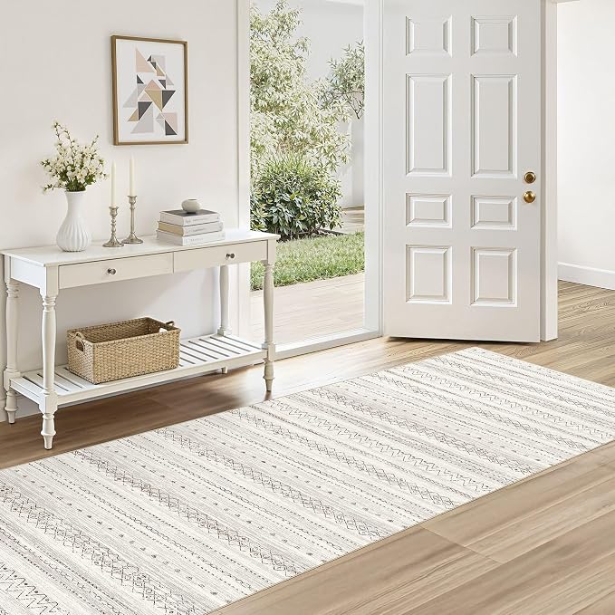cotiled Hallway 2.6x8 Runner Rugs Washable Boho Rug Brown | Stain Resistan by COTILED