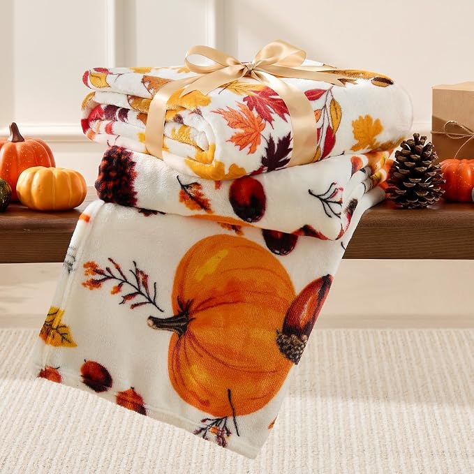 BEDELITE Fleece Blanket Soft Plush Fall Twin Size Autumn Pumpkin 60"x80" | - Image 5