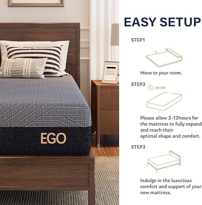 EGOHOME 10 Inch Twin Mattress, Copper Gel Cooling Memory Foam Mattress for Back Pain Relief,Therapeutic Single Mattress Bed in a Box, Made in USA, CertiPUR-US Certified, 38x75x10 Black