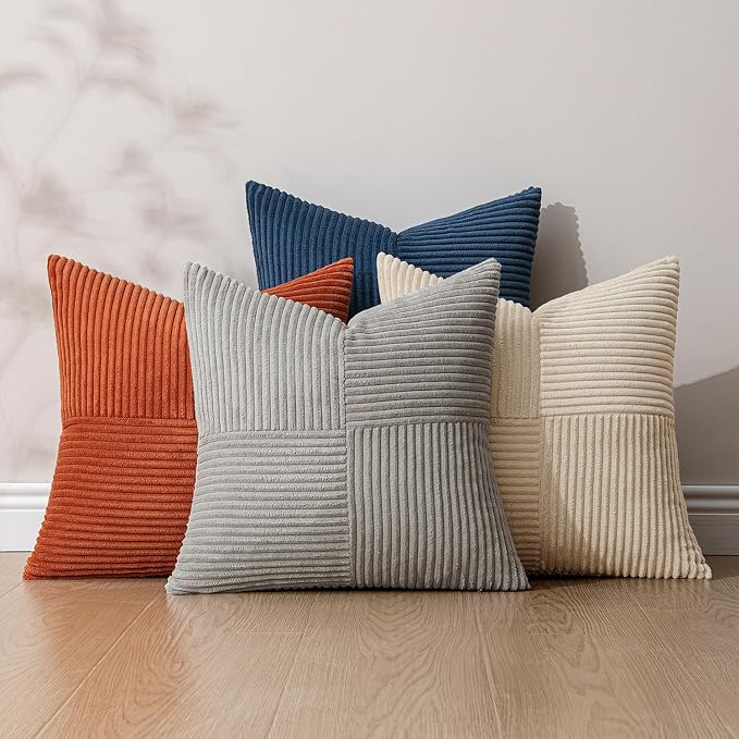 MIULEE Blue Rust Throw Pillow Covers 18x18 Inch Set of 4 Boho Farmhouse Cushion - Image 5