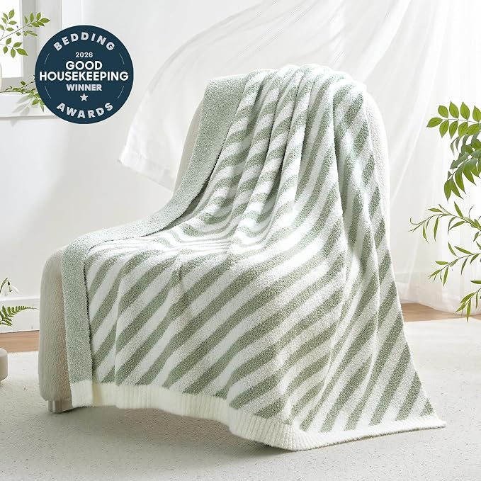 Snuggle Sac Ultra Soft Throw Blanket, Sage Green, Cozy Knitted, Fuzzy Knit - Image 2
