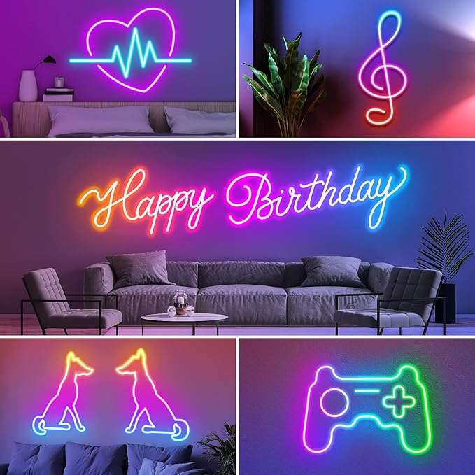 AILBTON 100Ft Neon Rope Lights,Flexible Led Rope Lights Control with App/Remote,Multiple Modes Music Sync Gaming RGB Led Neon Lights for Bedroom Outdoor