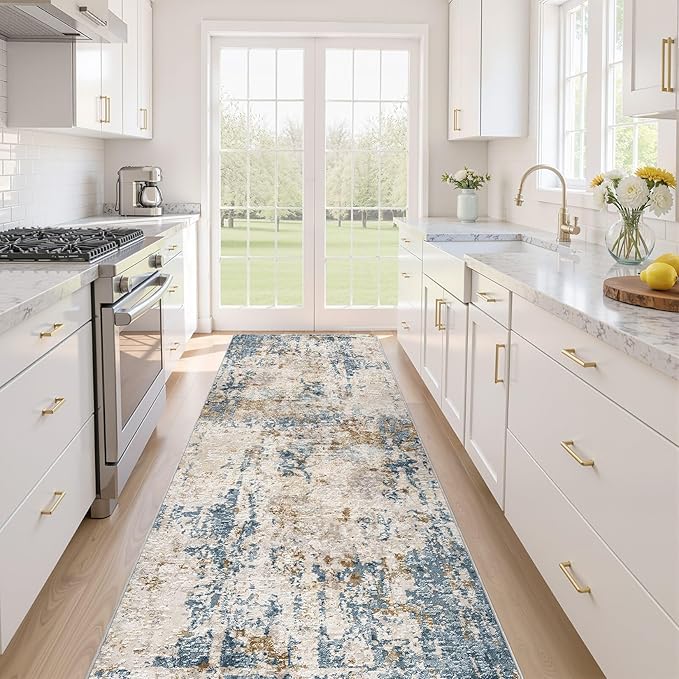 LOONGRUG Runner Rug 3x8 Washable Non-Slip Kitchen Neutral Modern Rug | Abstract by LOONGRUG