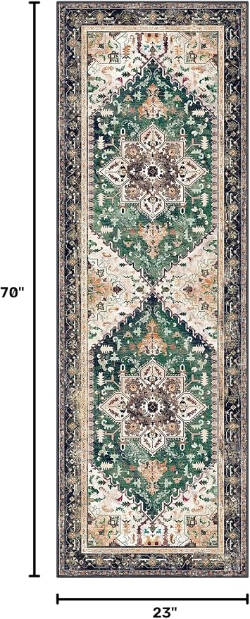 Yamaziot Washable Runner Rug, 2x6 Non-Slip Boho Vintage Hallway Kitchen Rug | - Image 2