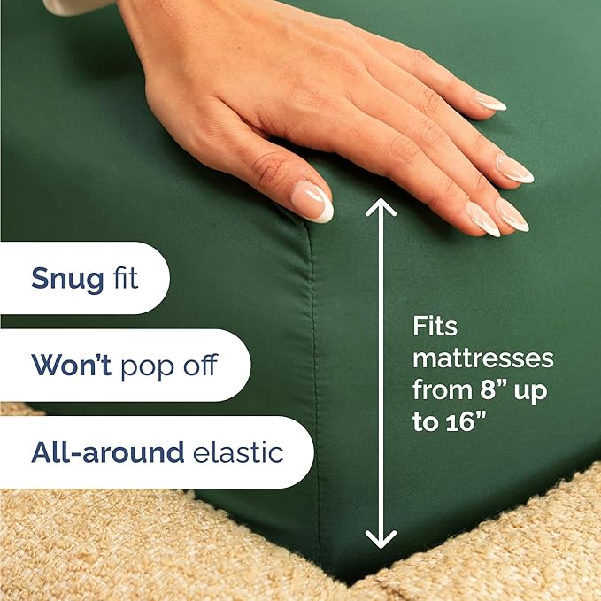Twin 4 Piece Sheet Set - Comfy Breathable & Cooling - Ultra Soft Hotel Luxury Bedding Set w/ 8-16 Inch Deep Pockets - 1 Flat & 1 Fitted Sheet & 2 Pillowcases - Cozy, Wrinkle Free & Easy Care - Emerald