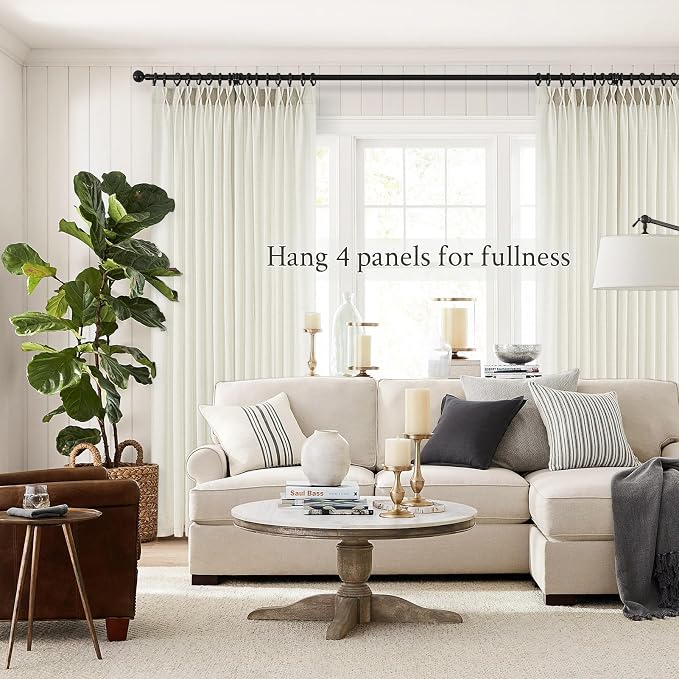 Topfinel 86 Inch Curtains 2 Panels Set, Two Packs Pinch Pleat Back Tab Linen - Image 6