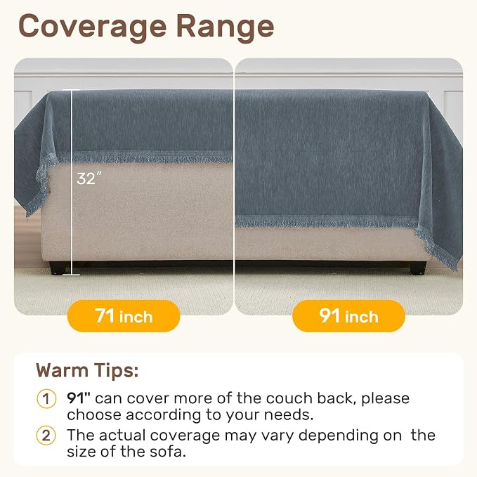 2 Pieces Sectional Couch Covers L Shaped Cover L Dusty Blue | Thick Washable - Image 5