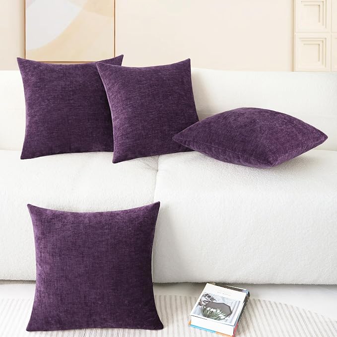 CaliTime Decorative Couch Throw Pillow Covers 18 X 18 Inches Plum Purple | Pack - Image 6
