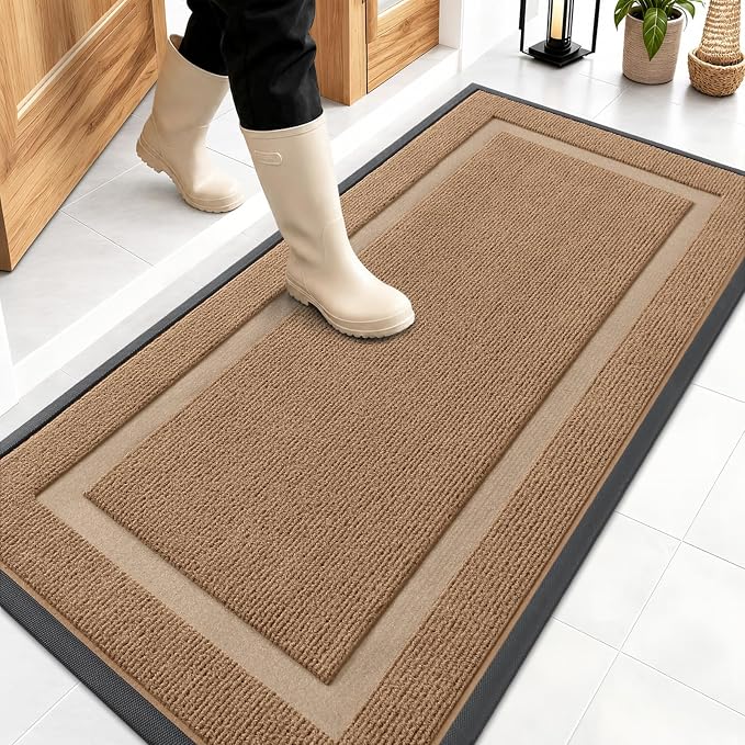 OLANLY Front Door Mat Outside 47x23, All-Season Heavy-Duty Rubber Doormat | by OLANLY