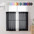 36 Inch Black Curtains Sheer Tiers by Lecloud