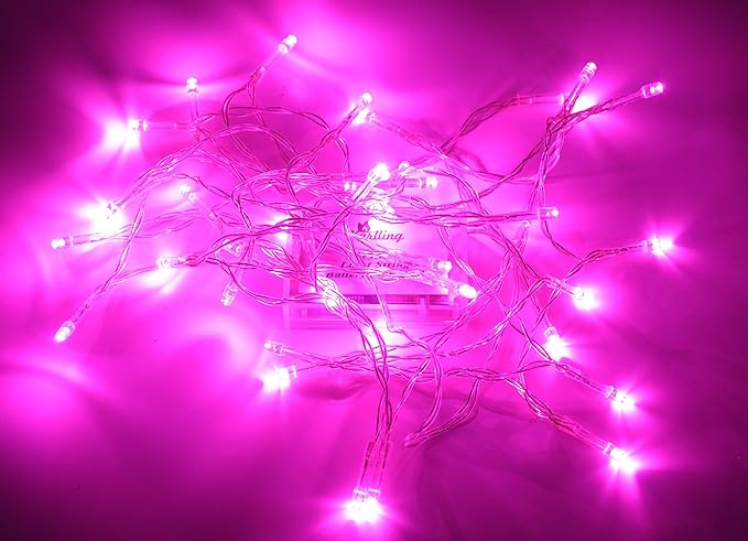 Karlling Battery Operated Pink 40 LED Fairy Light String Wedding Party Xmas Christmas Decorations(Pink,5 Pack)