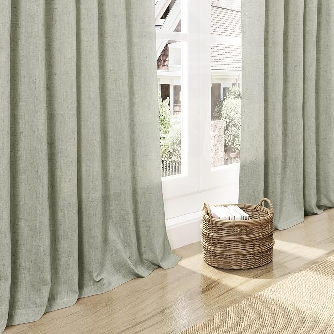 Sage Green Semi Sheer Curtains 72 Inches Long 2 Panels Set - Image 6