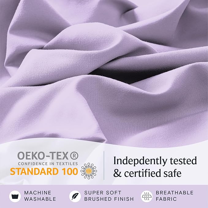 LuxClub Twin XL Sheets - Soft Twin Bed Sheets for-Boys-and-Girls-3 PC Deep Pockets Wrinkle Free-Kids-Fitted Sheets Machine Washable Hotel Bedding Silky Soft - Lavender Twin XL