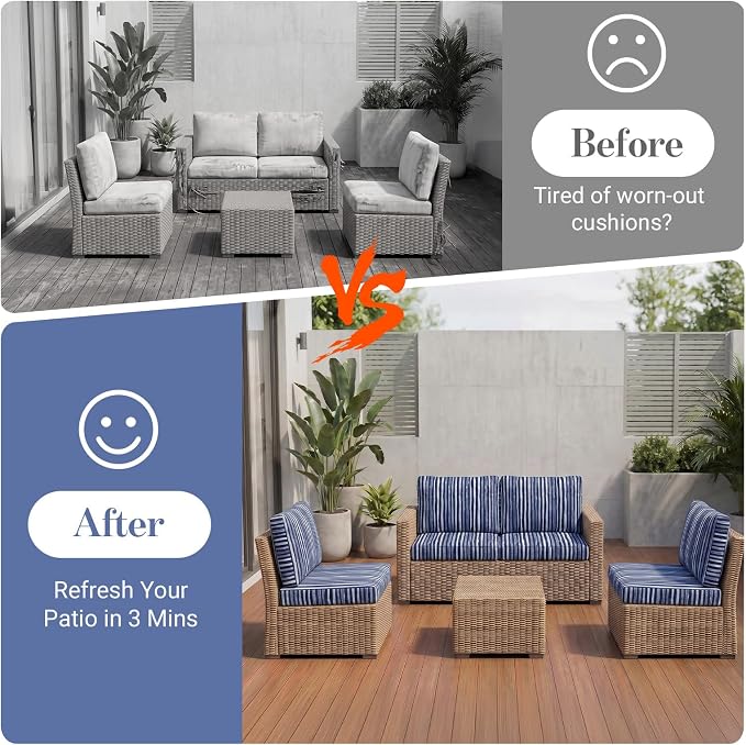 8Pcs Patio Cushion Covers Stretch Outdoor Furniture Protector Slipcovers | - Image 5