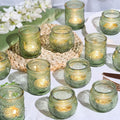 12pcs Assorted Green Votive Candle Holders for Wedding Table Decorations, Glass Tea Lights Candle Holder for Bridal Shower, Baby Shower Decrations, Boho Tea Party Decor, Wedding Party Gifts for Guests