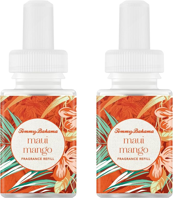 Pura & Tommy Bahama Home Scent Refill - Smart Home Air Diffuser - Up to 120-Hours of Luxury Fragrance per Refill - Home Essential - Clean & Safe Diffuser Fragrance - 2 Pack, Maui Mango