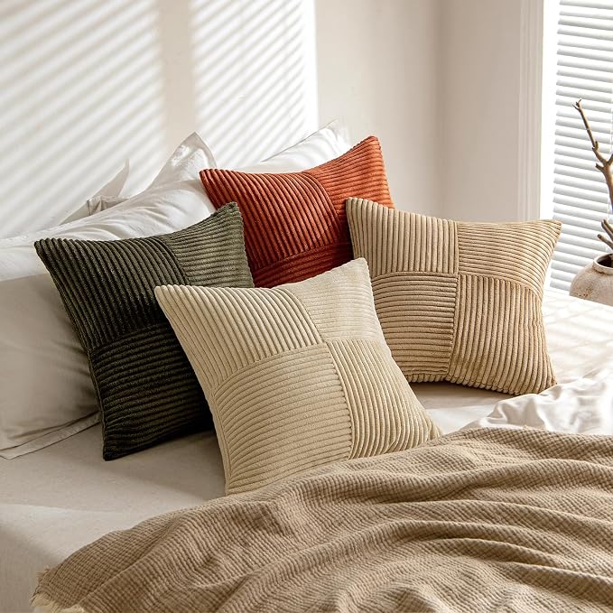 MIULEE Rust-Olive Green Decorative Throw Pillow Covers 20x20 Inch Set of 4 Boho - Image 4