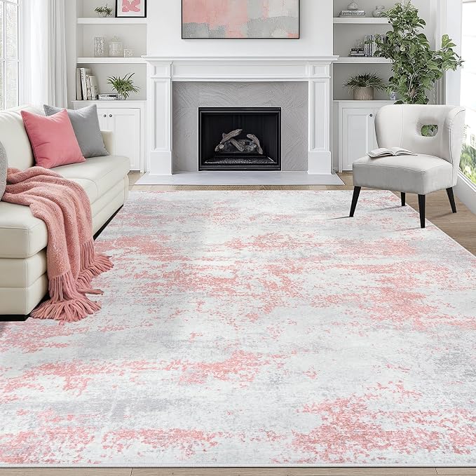 Aelenmu 9x12 Area Rugs for Living Room Washable Bedroom Dining Room Pink | by Aelenmu