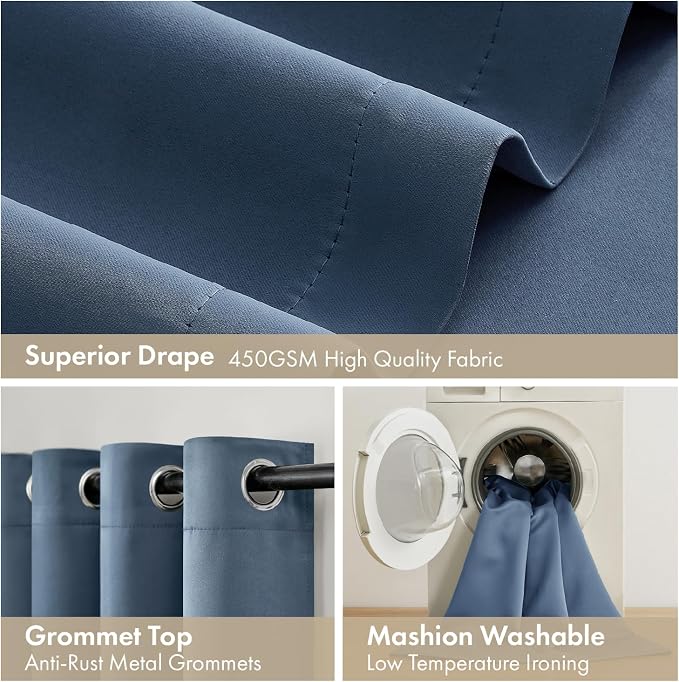 MIULEE Stone Blue Blackout Curtains - Image 7