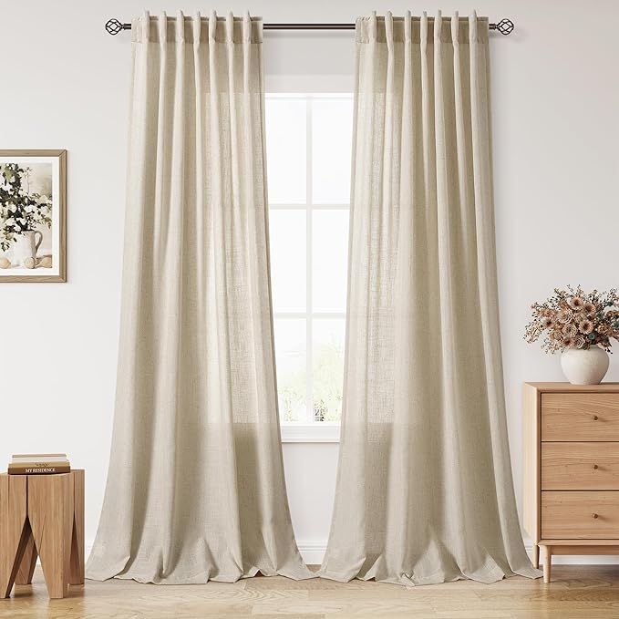 Eggshell Beige Curtains 102 Inches Long by Nanspring