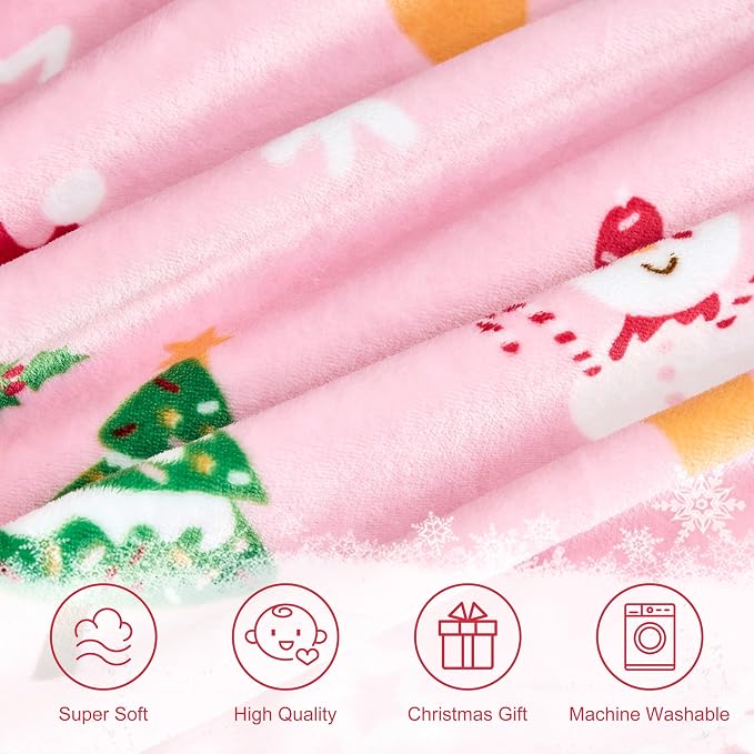 Edenleaf Christmas Blanket Soft Cozy Pink Throws - Image 7