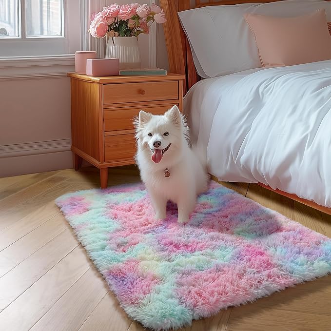 Amdrebio Rainbow Unicorn Pastel Small Mini Area Rug 2x3 - Image 7