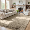 5x8 Fluffy Shag Area Rugs for Living Room Bedroom: Soft Carpet Gray Camel | by CarpetAddColortoYourLife