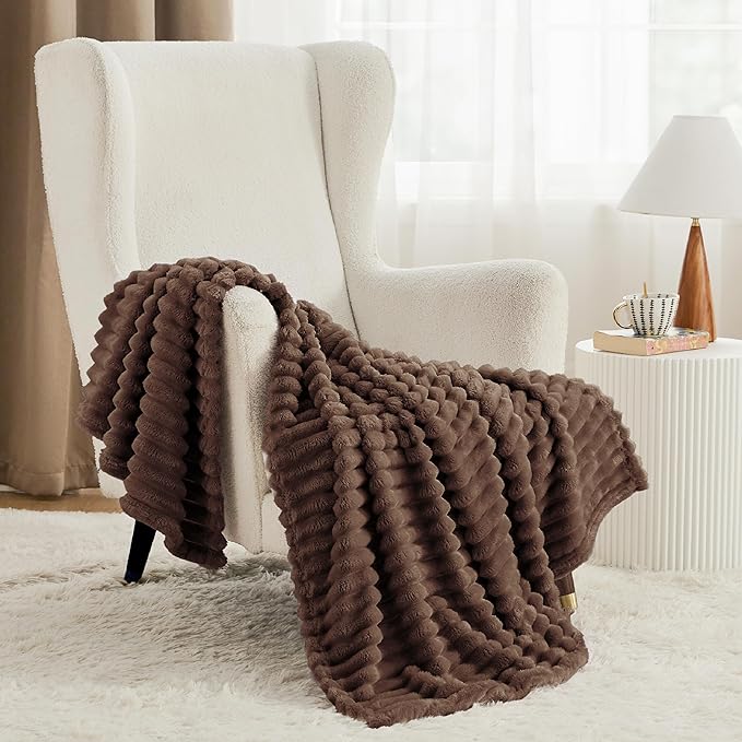 Bedsure GentleSoft Fondue Fudge Fleece Blanket for Couch - Cozy Soft Blankets for Women, Cute Small Throws for Girls, 60x80 Inches