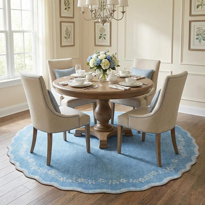 GarveeHome Round Rugs 6ft Scalloped Washable Circle Rug - Image 5