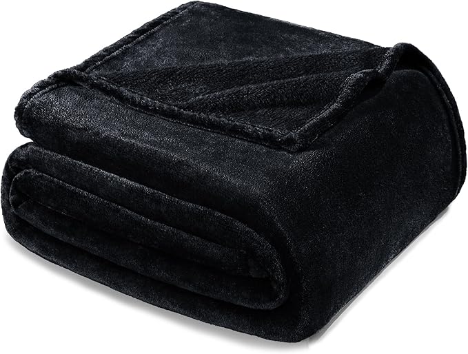 Exclusivo Mezcla Fleece Blanket King Size for Bed, Super Soft and Warm, All Season Use, Cozy, Plush, Lightweight, 90x104 Inches, Black
