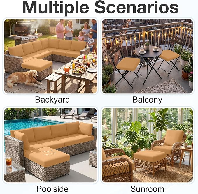 Waterproof Outdoor Cushion Covers, Stretch Patio Slipcovers | UV Resistant - Image 5
