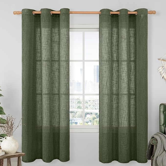 Linen Semi Sheer Curtains 72 Inches Long by LAMIT