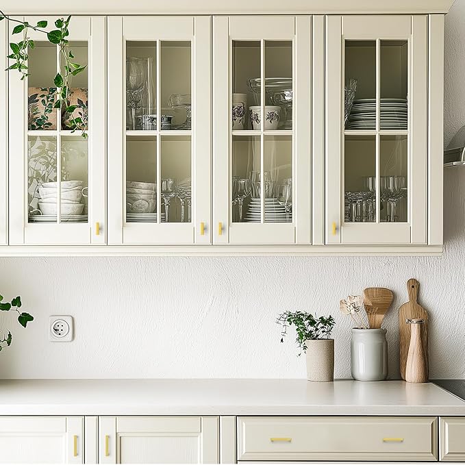 JOY DECOR 6 Pack Cabinet Knobs, Gold Cabinet Handles, 2 Inch Kitchen Knobs, Single Hole Drawer Hardware for Dresser Drawers