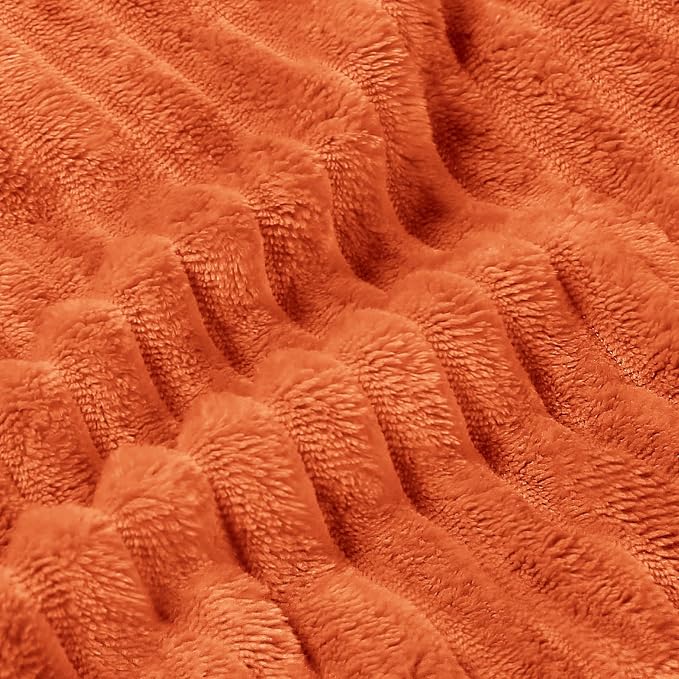 BEDELITE 3D Ribbed Burt Orange Fall Throw Blanket - Image 5