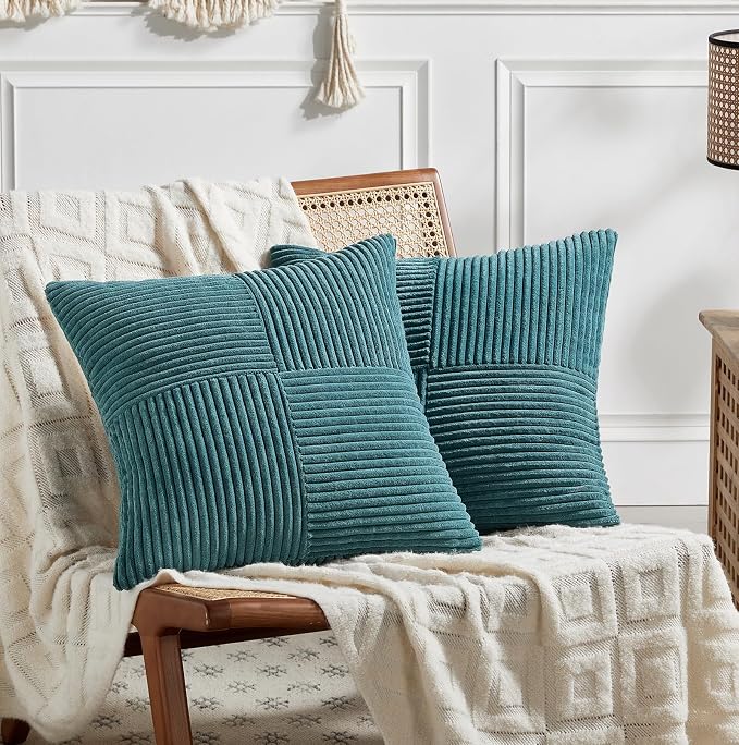 Fancy Homi 2 Packs Teal Decorative Throw Pillow Covers 16x16 Inch by Fancy+Homi