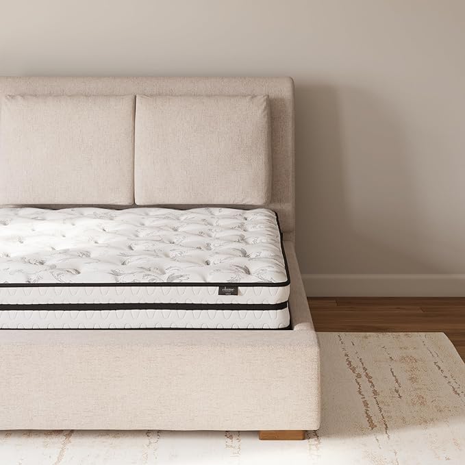 Signature Design by Ashley Queen Size Chime 8 Inch Medium Firm Innerspring Mattress with Pressure Relief Quilt Foam, Fiberglass Free, Mattress In A Box