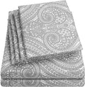 Full Size Bed Sheets - 6 Piece 1500 Supreme Collection Fine Brushed Microfiber Deep Pocket Full Sheet Set Bedding - 2 Extra Pillow Cases, Great Value, Full, Paisley Gray