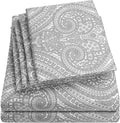 King Size Bed Sheets - 6 Piece 1500 Supreme Collection Fine Brushed Microfiber Deep Pocket King Sheet Set Bedding - 2 Extra Pillow Cases, Great Value, King, Paisley Gray