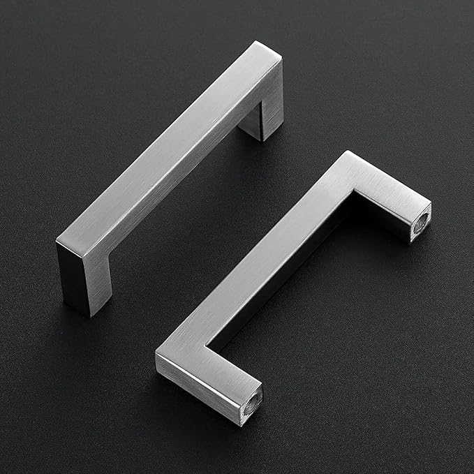 Ravinte 5 Pack Brushed Nickel Kitchen Cabinet Handles 3-1/2 Inch Cabinet Pulls Square Kitchen Hardware for Cabinet Drawer Pulls Drawer Handles Come with Screwdriver