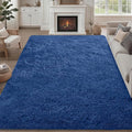 8x10 Area Rug Living Room Bedroom: Fluffy Plush Shag Carpet Blue | by Luxturiy