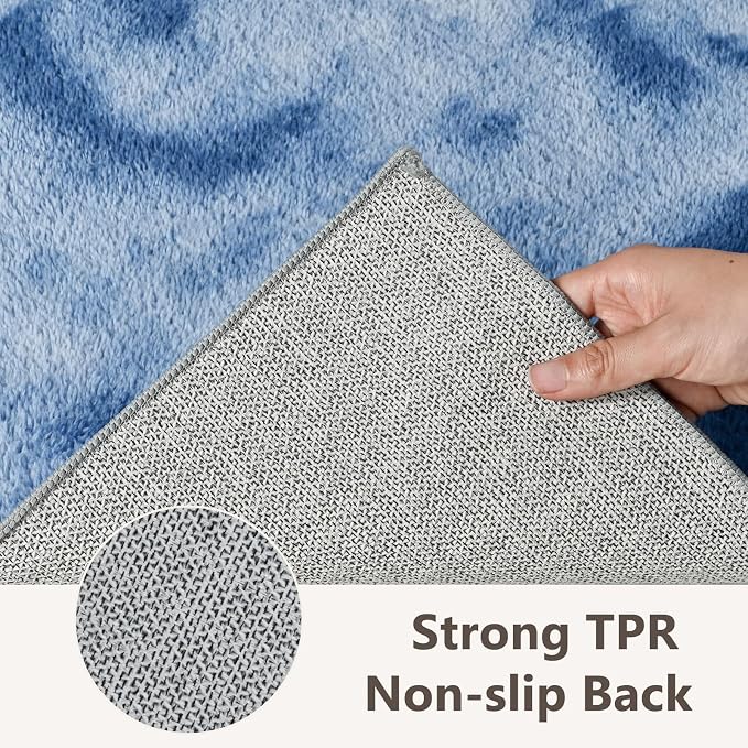 2x6 Tie-dye Dark Teal Runner Rug Washable Non-Slip - Image 5