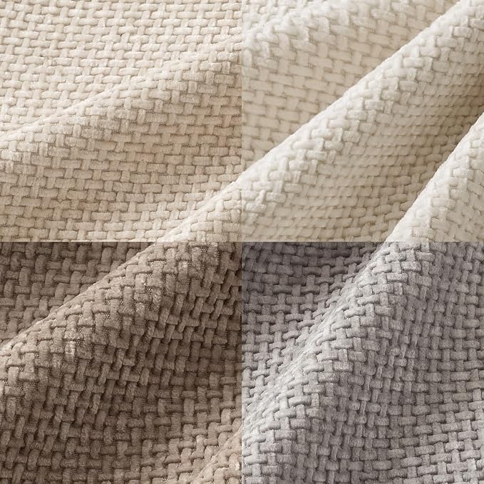 MIULEE Decorative Chenille Pillow Covers Neutral Beige 22x22 Pack of 4 | Modern - Image 2