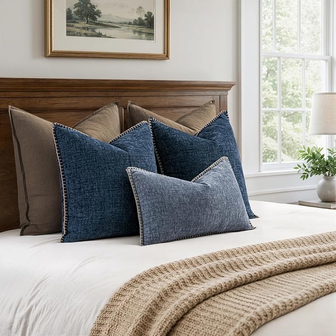 MIULEE Decorative Lumbar Throw Pillow Covers 12x20 in Dark Grey Blue 2 Pack | - Image 6