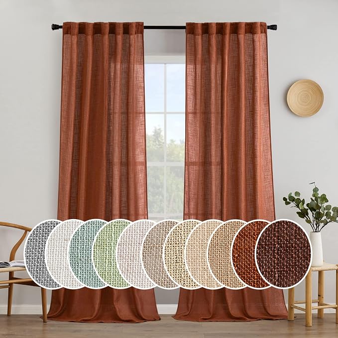 MIULEE Burnt Orange Fall Linen Curtains 52x90 Inch by MIULEE