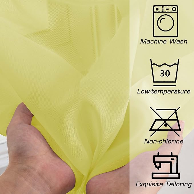 Lemon Kitchen Sheer Curtains for Bedroom Living Room 45 Inch Length, Soft Solid - Image 5