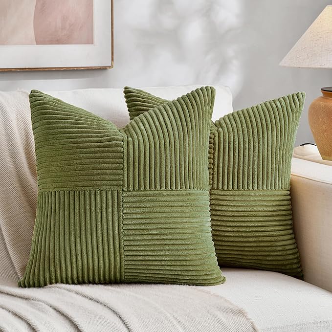 Fancy Homi 2 Packs Moss Green Euro Decorative Throw Pillow Covers 26x26 Inch by Fancy+Homi