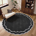 GarveeHome Round Rugs 6ft Scalloped Washable Circle Rug by GarveeHome