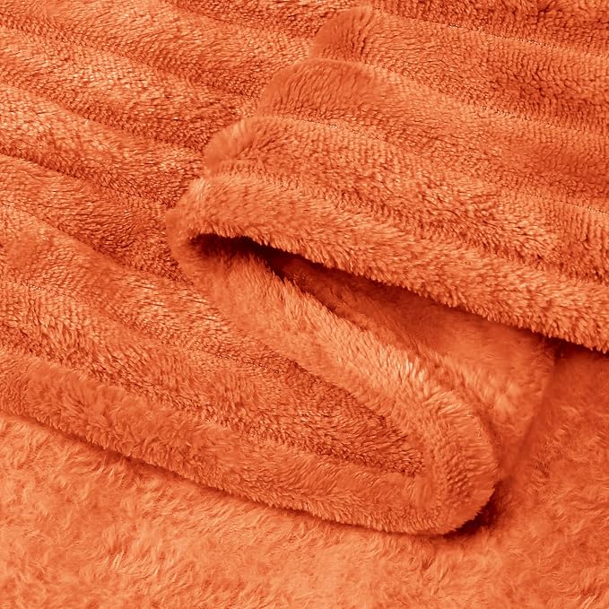BEDELITE Ribbed Jacquard Burt Orange King Size Blanket - Image 4
