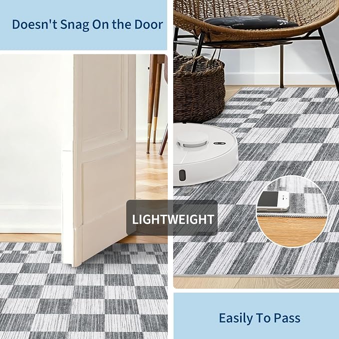 GarveeHome 2.5x10 Grey Checkered Kitchen Runner Rug - Image 7