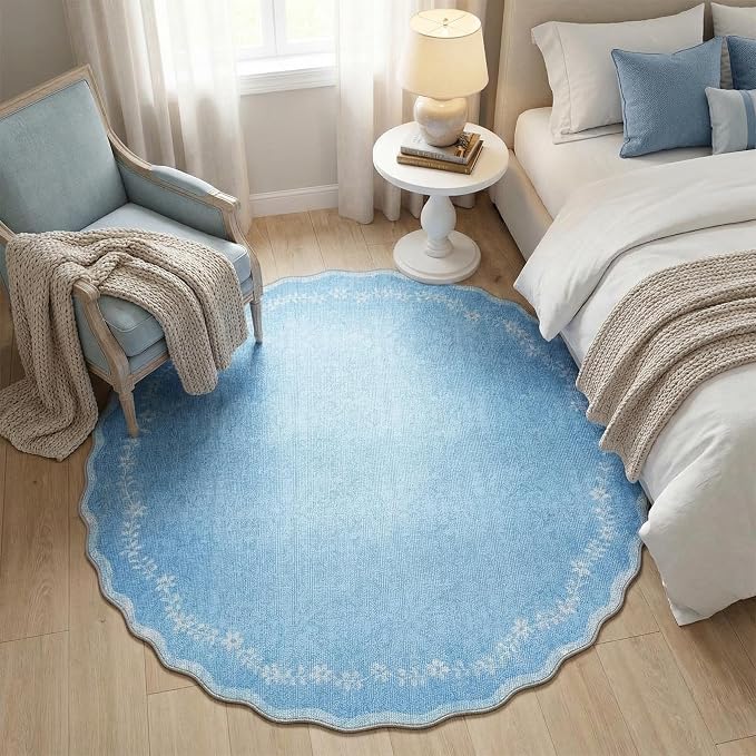 GarveeHome Round Rugs 6ft Scalloped Washable Circle Rug - Image 4